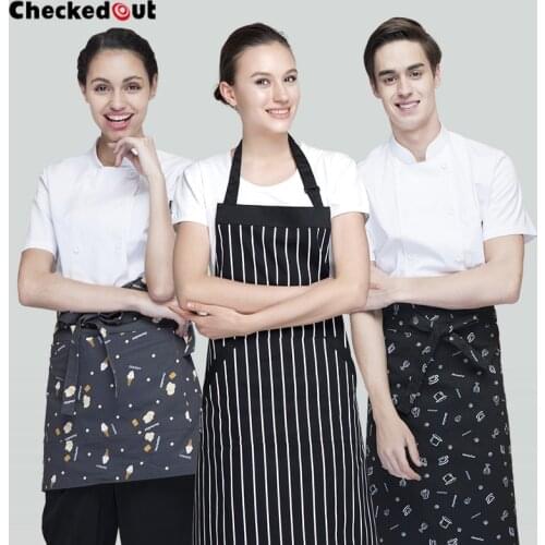 Brands checkedout Korean Style Kitchen cotton Apron Home Furnishing Bakery Short Apron Waiter Hanging Neck Apron