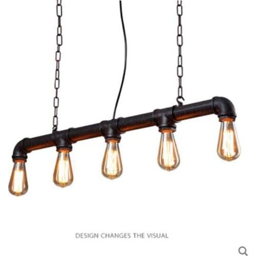 Loft American Industrial Style Pendant Light Retro Rustic Steampunk Metal Pipe Edison Bulbs For Bar Pendant Chain Iron Lamp