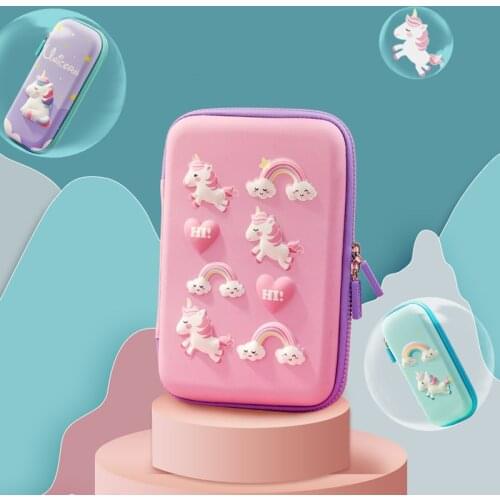 Cute Korean Stationary Kawaii Pencil Case Unicorn Bag Zipper Estuches Escolares Cartoleria Etui School Pencil Bag Pen Gift Box