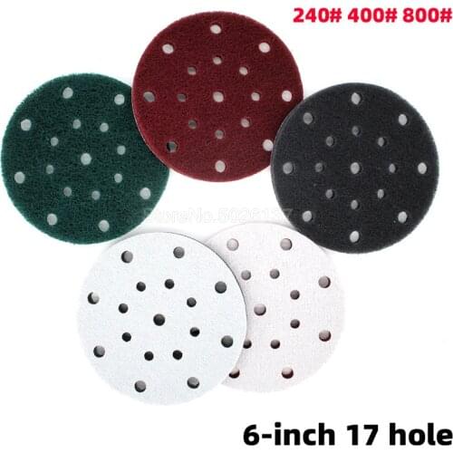 1PCS 6 Inch 17-HOLE 240-800 Grit Multi-purpose Flocking Scouring Pad Industrial Heavy Duty Nylon Cloth For Polishing & Grinding
