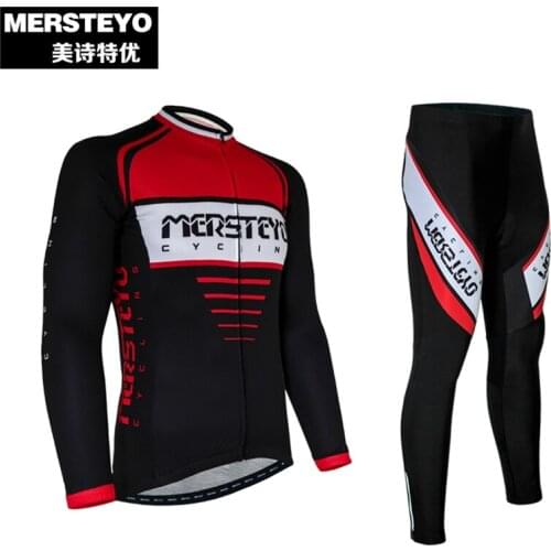 Mersteyo Men Long Sleeve Bike Jersey Sports Clothing Ropa Ciclismo Pro Cycling Clothing Black Red Bicycle Maillot MTB Shirts