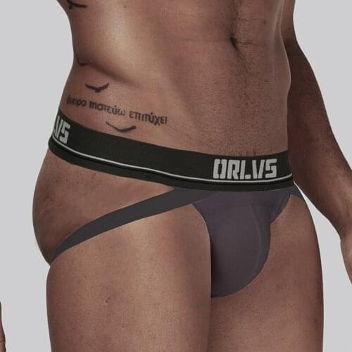 ORLVS Brand Mens Sexy Underwear Briefs Jockstraps Cotton Double D G-string Thongs Male Lingerie Panties Gay Tanga Hombre OR405