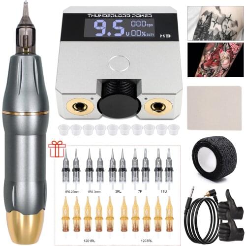 Tattoo Machine Kit Rotary Tattoo Pen Machine Set Tattoo Power Supply with Cartridges Needles for PMU Body Art Tattoo Kit