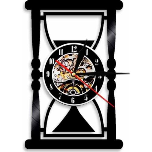 Hourglass Wall Art Vinyl Led Wall Clock Vintage LP Record Clock Handmade Decorative Art Clock Modern Home Decor Best Gift