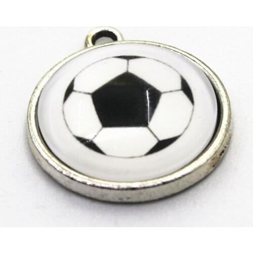 New Arrive 10pcs Football Charm dangle charms for bracelets necklace jewelry accessory glass pendants sport hanging charms