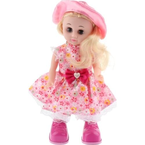 Educational Story Telling, Walking Interactive Electronic Girl Doll Toy Kids Dress Up Pretend Game Developmental Gifts #C