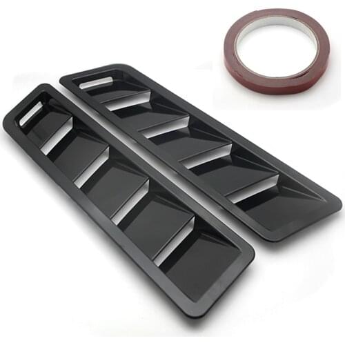 Fits 17X5 Inch2pcs/set Universal Car Engine Hood Vent Air Intake Cover Louvers Spoiler Trim ABS Black Auto Decoration Tools Acce