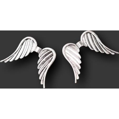 6pcs Silver Plated Angel Wings Connectors Beads DIY Jewelry Findings Components Charms Pendants Spacer Beads For Jewelry Making