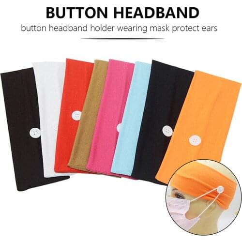 Headbands with Buttons for Mouth Masks Button Non-slip Hair Band Mask Holder for Nurses Women Men Yoga Sports Running