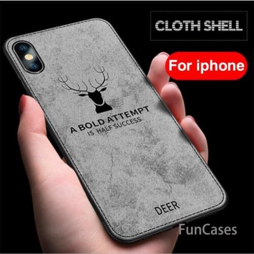 Luxury Retro Deer Cloth Texture Phone Case For iphone 7 8 6 6S Plus X XS Max XR Ultra thin Fabric Soft TPU Leather Silicone Capa