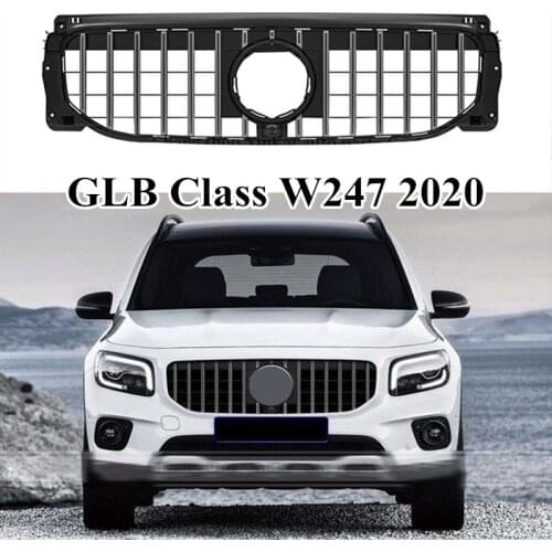 GT Front Bumper Mesh Grill Grille For M-ercedes B-enz GLB W247 2020 Diamond Black/Silver Kidney Mesh Grille Car Accessories