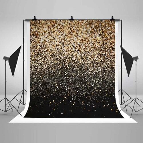 4x6ft/5x7ft/3x5ft Glitter Black Gold Dots Thin Vinyl Photography Backdrop Background Studio Photo