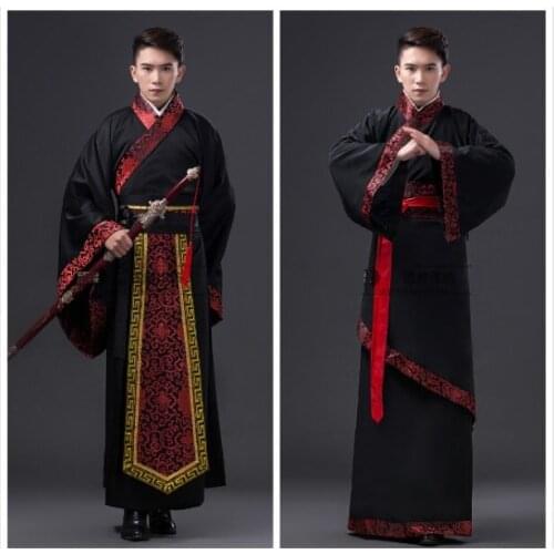 Traditional chinese ancient costume hanfu dress dance costumes man Black National tang suit Clothing mens Cosplay Men male