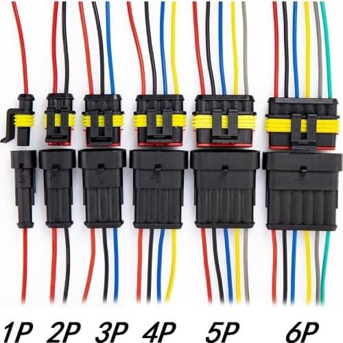 1set AMP 1P 2P 3P 4P 5P 6P Way Waterproof Electrical Auto Connector Male Female Plug with Wire Cable Harness for Car Motorcycle