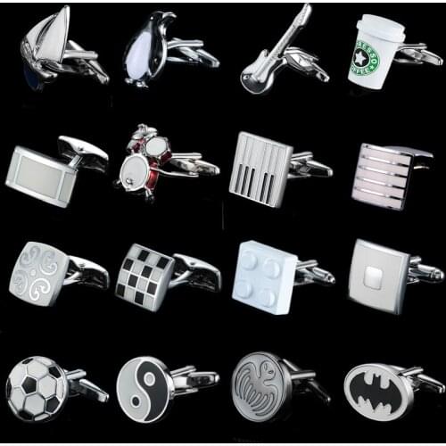 Summer new high quality brass black and White Enamel Cufflinks retro style fashion mens French shirt Cufflinks