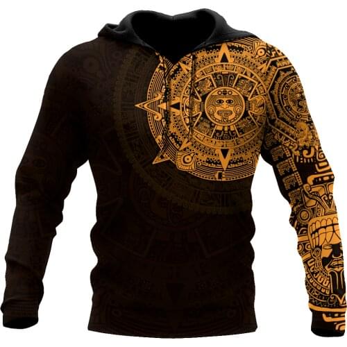 Golden Aztec MexicoTattoo 3D Jacket Men/women Harajuku Hoodie Unisex Casual Streetwear Sweatshirt Pullover sudadera hombre W-031