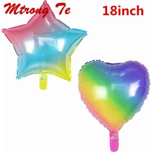 10pcs 18inch Gradient Color Star Heart Foil Helium Rainbow Balloons Birthday Party Decorations Wedding Balloon Baby Shower Ball