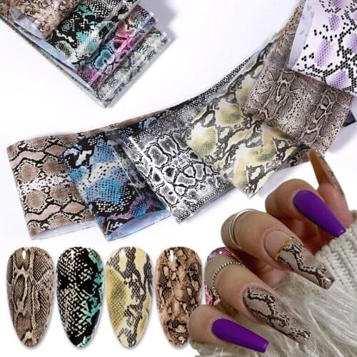 10pcs Leopard Snake Print Nail Stickers 3D Transfer Decals Sliders Sexy Foil Snakeskin Nail Art Decorations Tips Manicure Wraps