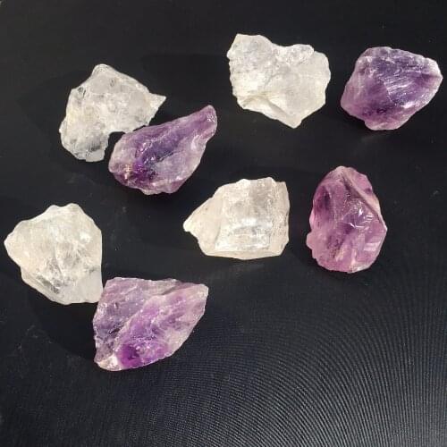 2pcs beautiful rough natural clear quartz & amethyst raw gemstone reiki healing crystals chakra energy stone for meditation