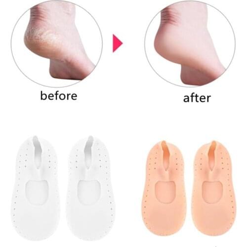 2 pcs Silicone Insole Moisturizing Socks Heels Protector Anti Crack Foot Spa Socks Gel Shoes Insoles Feet Care Pedicure Socks