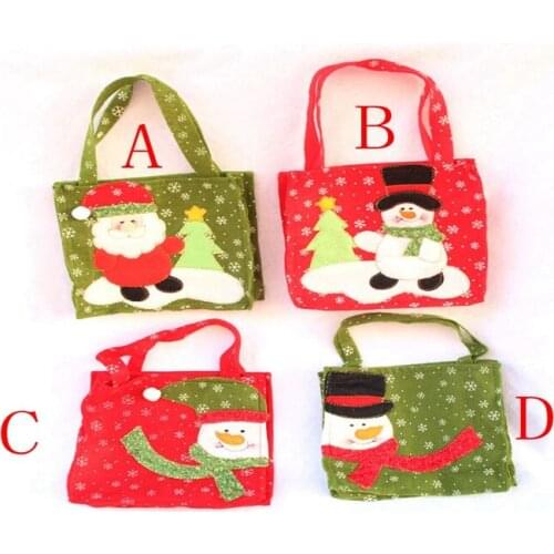 30pcs/lot Fast shipping 16*16cm Santa Claus snow man Handle Sack Christmas Gift Bag Decoration bags