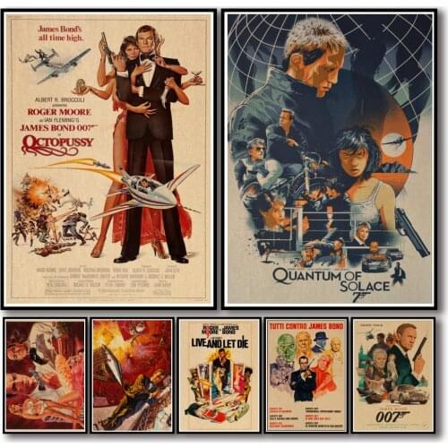 32 Designs James Bond 007 Kraftpaper Poster Home Decal Art Painting Funny Wall Sticker for Coffee House Bar 1