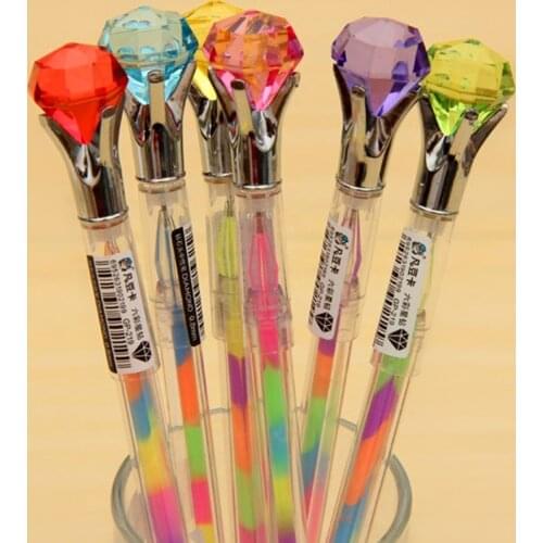36 pcs/lot Big Diamond colored gel pen Cute 6 color ink pens Stationery office material school supply papelaria escolar canetas