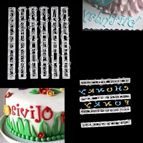 6PCS/set Alphabet Cookie Cutter Plastic Number Fondant Cutter Baking Cupcake Mold Cake Decoration Tools