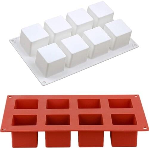 8 cells Ice Cube Trays Molds Easy-Release Square Shape Silicone Ice Cube Maker Form For Ice Candy Cake Pudding Chocolate Molds