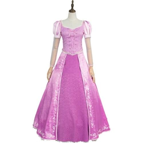 Movie Anime Tangled Princess Rapunzel Fancy Dress Gown Attire Cosplay Costume Halloween Carnival Cosplay Costume For Adult