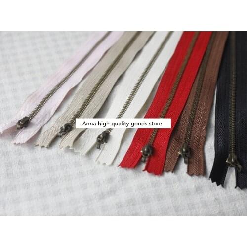 Free shipping 12pcs/lot 20cm 3# high quality hand-made copper zipper overside hook head Bronze clasp Y teeth zipper