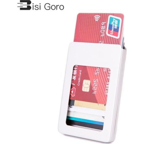 BISI GORO 2021 fashion Creative aluminium wallet thin metallic anti rfid solid porta tarjetas minimalist New Arrival card holder