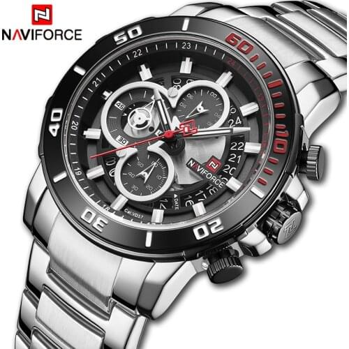 NAVIFORCE New Men Watches with Stainless Steel Top Brand Luxury Sports Chronograph Quartz Watch for Male Relogio Masculino