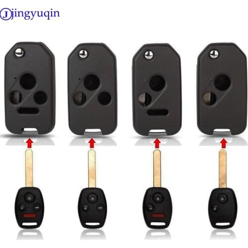 Jingyuqin 10ps 3 Button Folding Flip Remote Key Shell Cover For Honda Accord Insight CRV Civic Odyssey Pilot Ridgeline