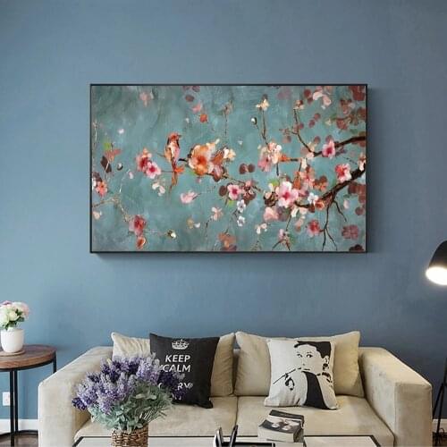 Almond Blossom Flowers Canvas Paintings On The Wall Pictures For Living Room Flowers Canvas Prints Decoration Picture Wall Decor