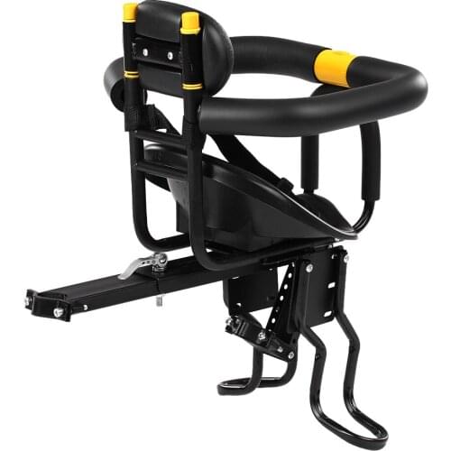 Children Safety Bicycle Seat Bike Aluminum Alloy Front Baby Seat Kids Saddle with Foot Pedal Support Back Rest for MTB Road Bike