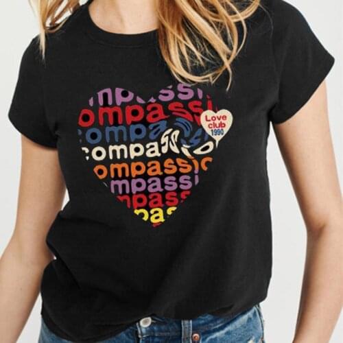 Cartoon t shirt Compassion printed tshirt men shirt short sleeve Korean plus size clothing summer 2021 couples t shirts matching