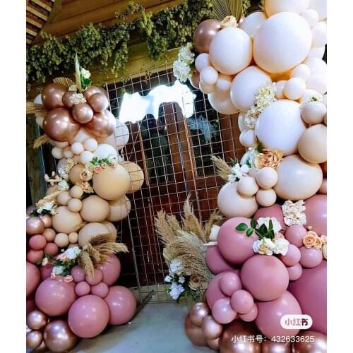 Doubled Nude Balloon Garland Arch Wedding Decoration Double Apricot Rose Gold Party Ballon Birthday Baby Shower Decor