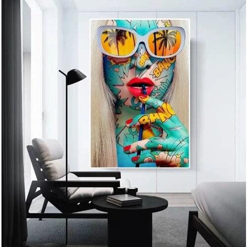 Graffiti Art Girls Canvas Painting Abstract Colorful Woman Art Posters and Prints Wall Pictures for Living Room Home Decoration