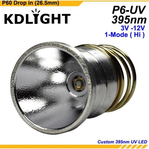 KDLITKER P6-UV UV365nm UV395nm 3V - 12V 1-Mode UV P60 Drop-in (Dia. 26.5mm)