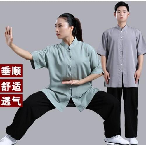 Summer Women Men Tai Chi Yoga Set Silk Cotton Loose Sweatshirt+pant Jogger Fitness gym Casual Martial Arts Kugnfu Set Activewear