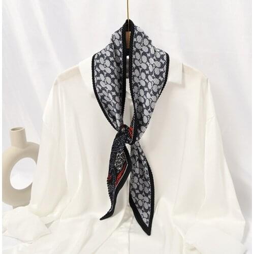 Korean long Folds Silk Scarf Organ Pleated Creased Decorative Hair Band Female head scarf