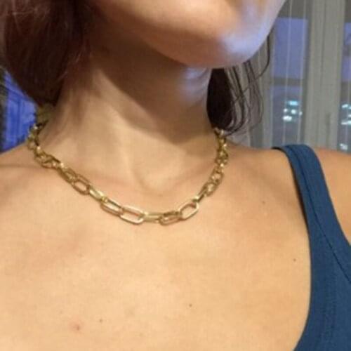 Korean Jewellery Necklace Exaggerated Metal Punk Chain Item Decorated Geometric Single Layer Clavicle Chain Valentine Necklace