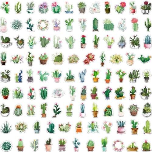Nice-looking 100Pcs/Bag Useful Plant Pattern Delicate Suitcase Sticker PVC Wall Sticker Eye-catching for Daily Use