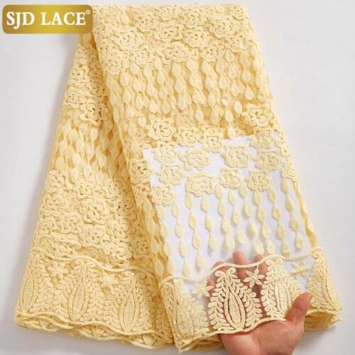 SJD LACE 5Yards African Lace Fabric Wedding Materials Embroidery Sequins Milk Silk Tulle 2021Latest French Mesh Lace FabricA2562