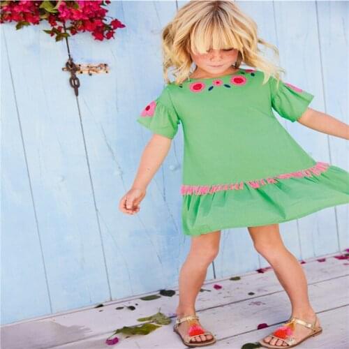 Jumping Meters Princess Girls Dress For Summer Cotton Embroidery Kids Clothing Toddler Fashion Frocks