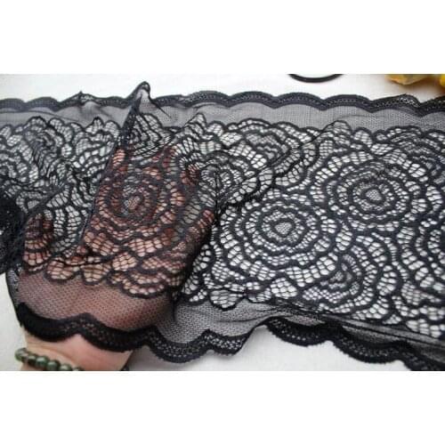 Hot !! 1 Meter New Embroidery Black White Elastic Lace Ribbon Fabric Lace trim Sewing Headband Garment Clothes Accessories