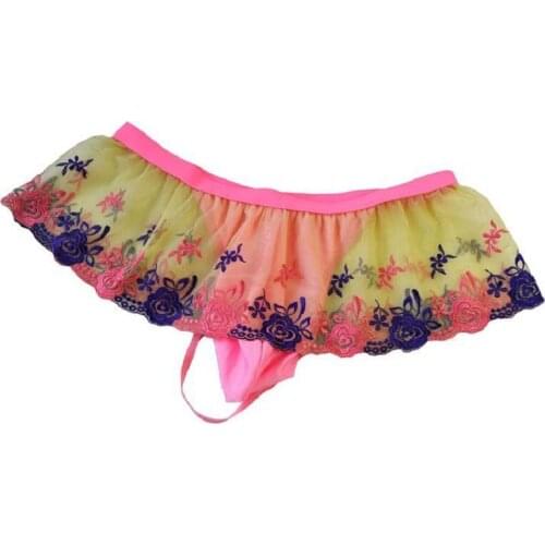 Sexy 2019 Men Sexy Lace Print Skirt Pant Sissy Underwear T-back Man Thongs Underwear Gay Male Funny Jockstrap Panties