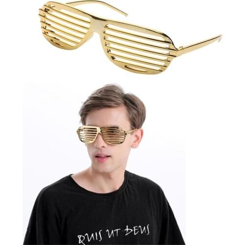 Novelty Gold Plastic Shutter Shades Sunglasses Glasses Funny Fancy Dress Costume Party Photo Props Party Accessories