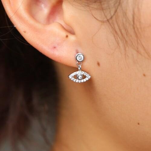 New Design Summer Turkish Lucky Evil eyes earrings 925 sterling silver Cute Enamel Eyes pave clear cz stud earring women jewelry